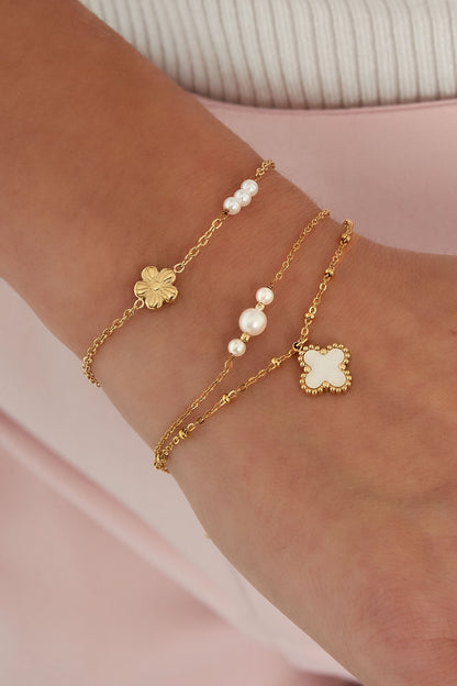 Armband ‘Flower Pearl’ goud